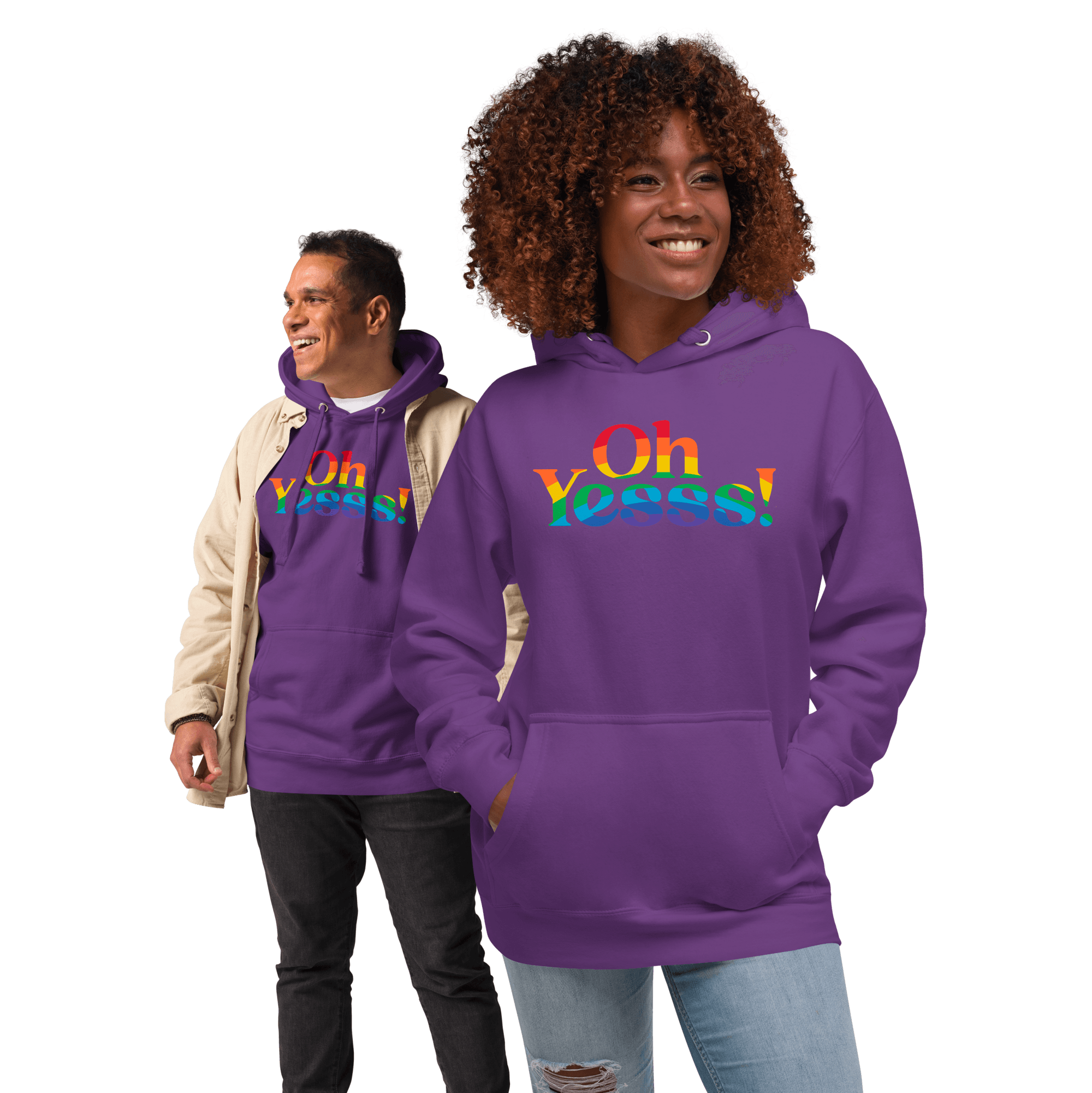 Hoodie violet "OhYesss" arc-en-ciel