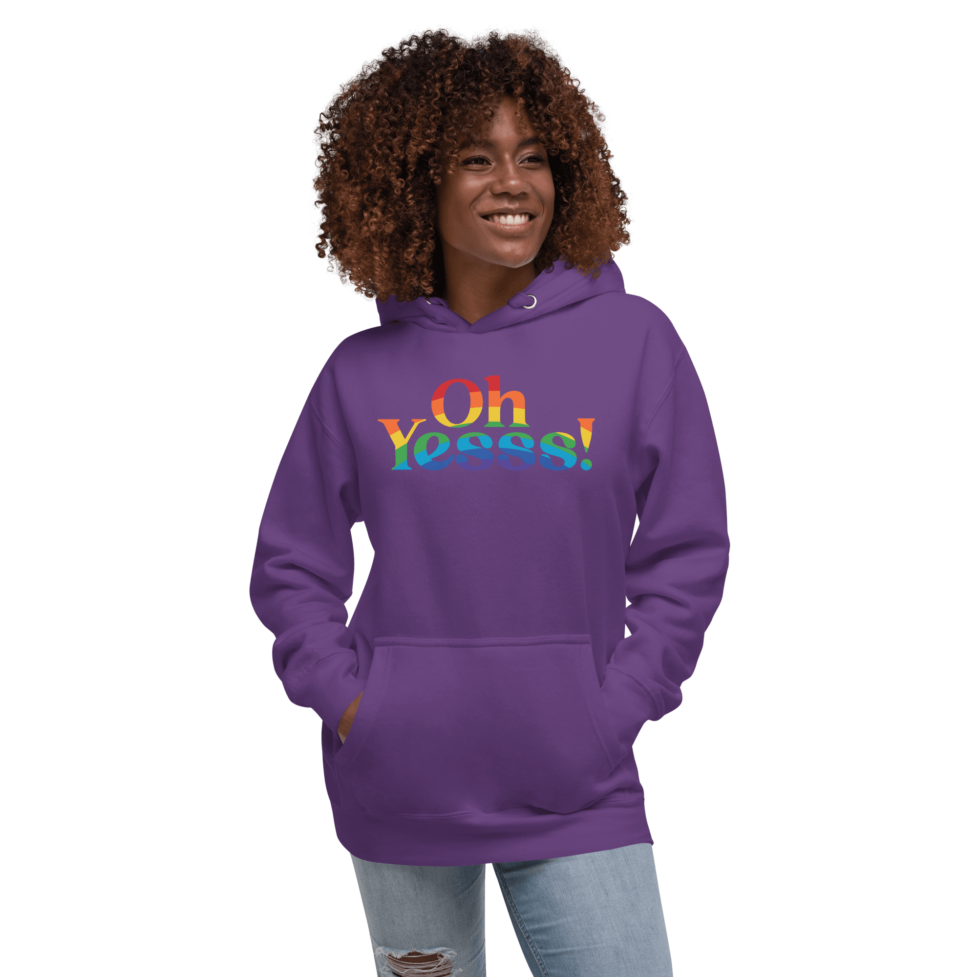 Hoodie violet "OhYesss" arc-en-ciel – Image 7