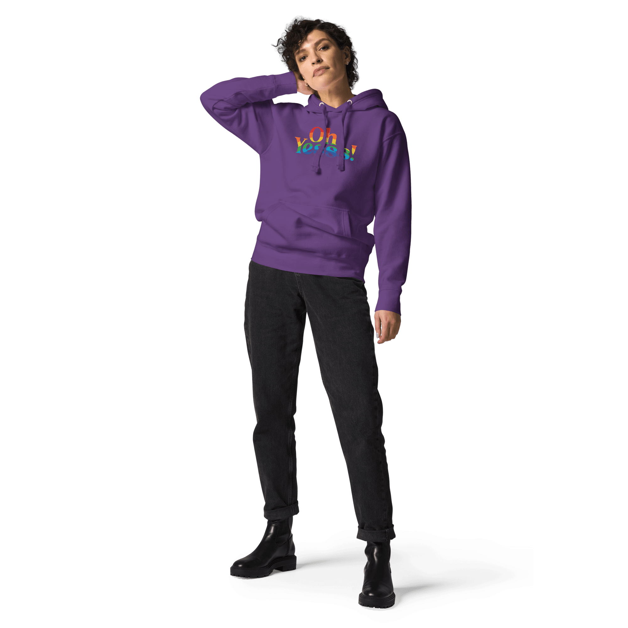 Hoodie violet "OhYesss" arc-en-ciel – Image 4
