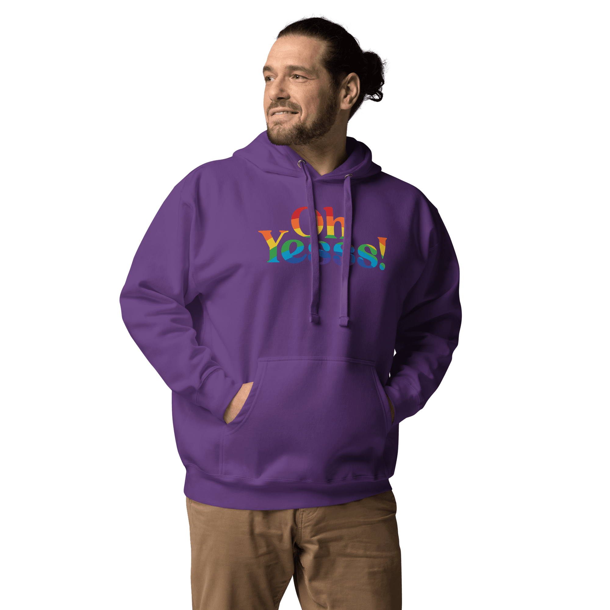 Hoodie violet "OhYesss" arc-en-ciel – Image 5